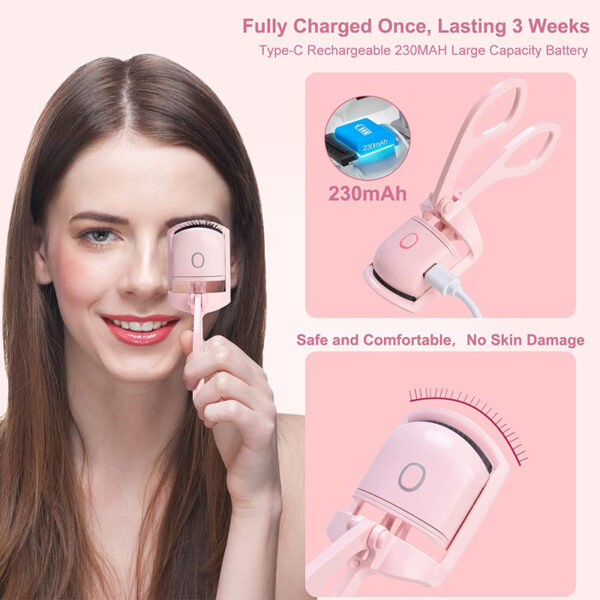 Eyelash Curler Portable Electric Heated Comb Eye Lash Long Lasting Eyelashes Curls Thermal Eyelash Curler Makeup Tools Heated Eyelash Curlers,Rechargeable Electric Eyelash Curler,Handheld Eyelash Heat - Image 7